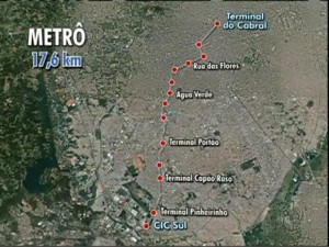 Novo projeto do Metrô de Curitiba liga as regiões sul e norte (Foto: Reprodução / RPC TV)