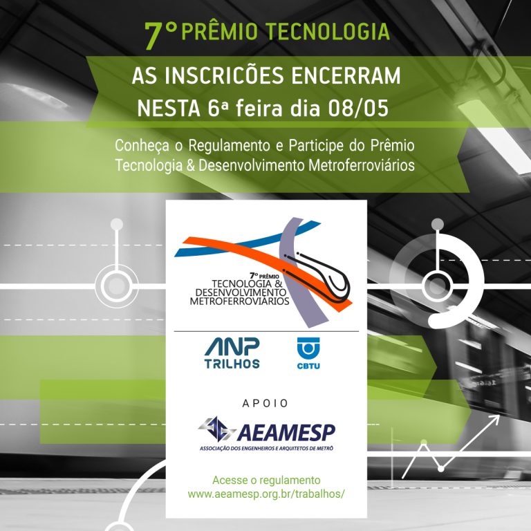 Leia mais sobre o artigo Prêmio de Tecnologia Metroferroviária: inscrições até 6ª feira (08/05)