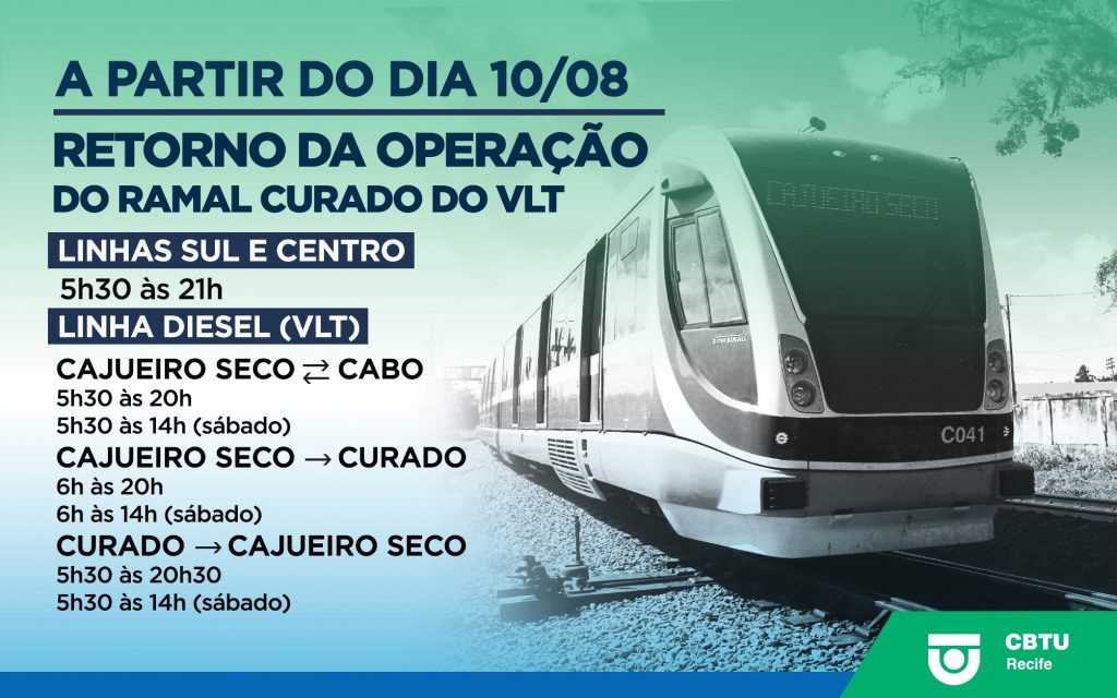 Leia mais sobre o artigo CBTU Recife anuncia a volta de todos os ramais a partir de 10/08