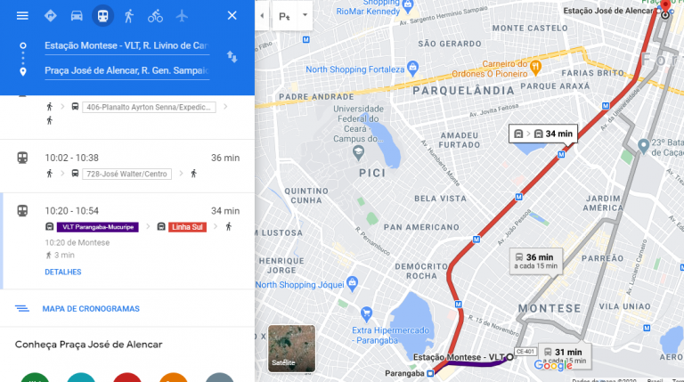 Leia mais sobre o artigo Rotas e horários do Metrofor são inseridos no Google Maps e Microsoft Bing Maps