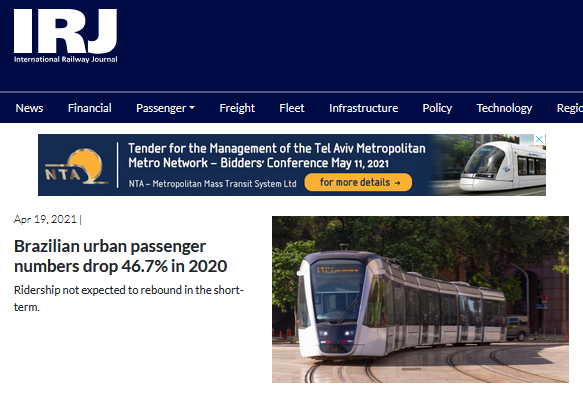 Read more about the article Brazilian urban passenger numbers drop 46.7% in 2020