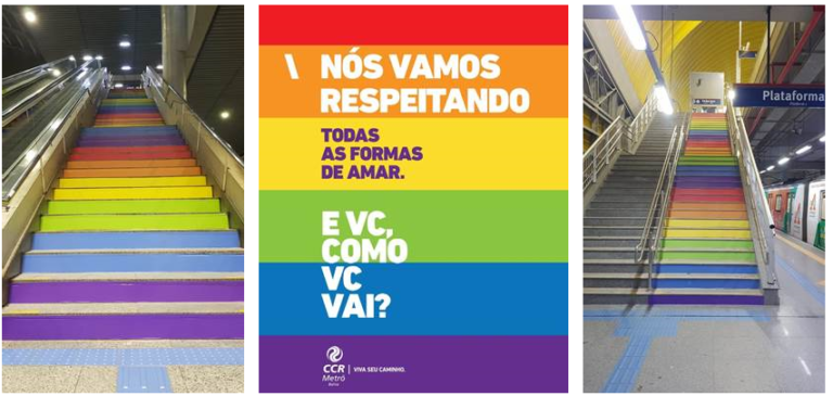 Leia mais sobre o artigo Escadarias das estações Lapa e Aeroporto do Metrô Bahia ganham cores para marcar o Dia Internacional contra Homofobia