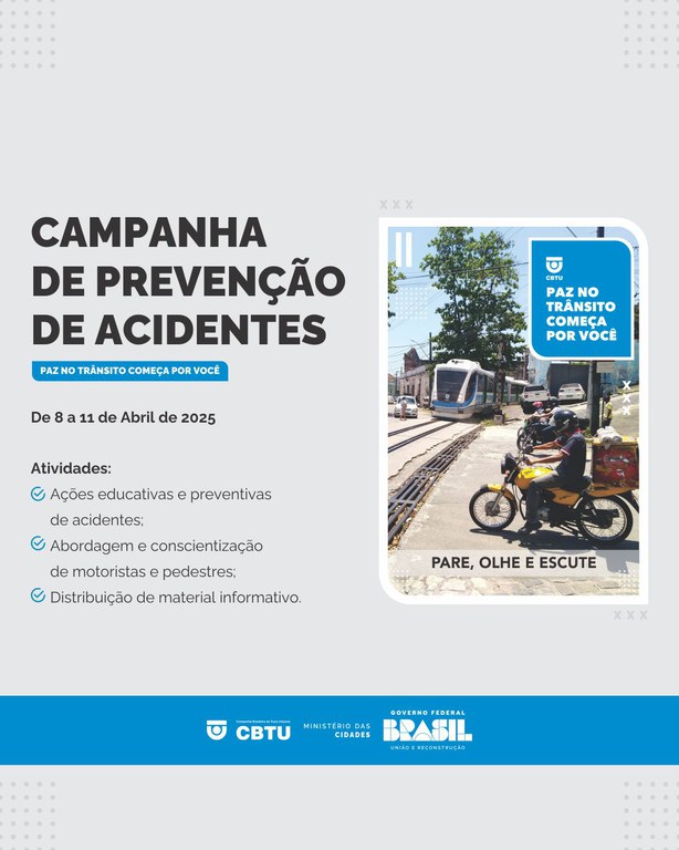 Leia mais sobre o artigo CBTU João Pessoa lança campanha contra acidentes